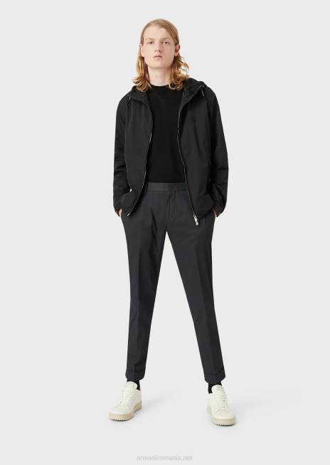 bărbați R802G1504 pantaloni chino micro-texturați cu răsuciți Armani albastru marin