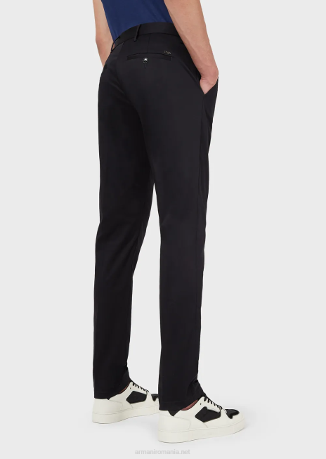 bărbați R802G1505 pantaloni chino din bumbac elastic Armani albastru marin