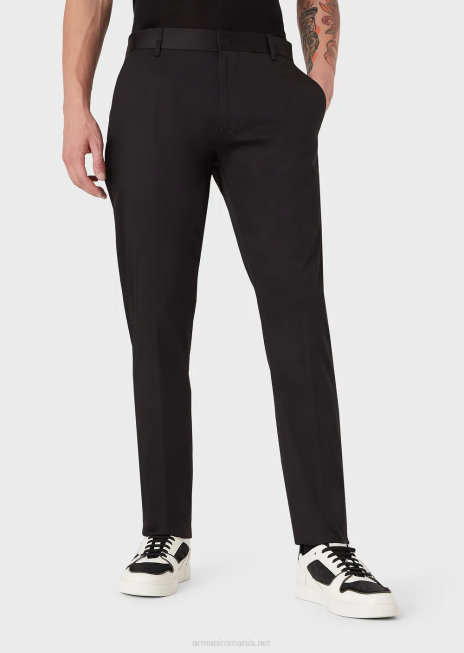 bărbați R802G1506 pantaloni chino din bumbac elastic Armani negru