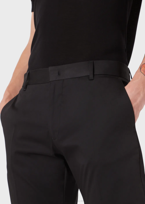 bărbați R802G1506 pantaloni chino din bumbac elastic Armani negru