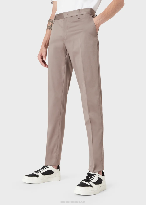 bărbați R802G1507 pantaloni chino din bumbac elastic Armani gri porumbel