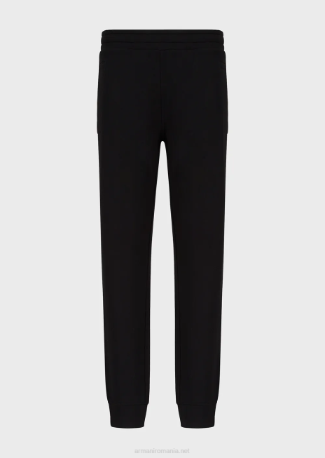 bărbați R802G1508 pantaloni de jogging din fleece din jerseu din amestec de modal Armani negru