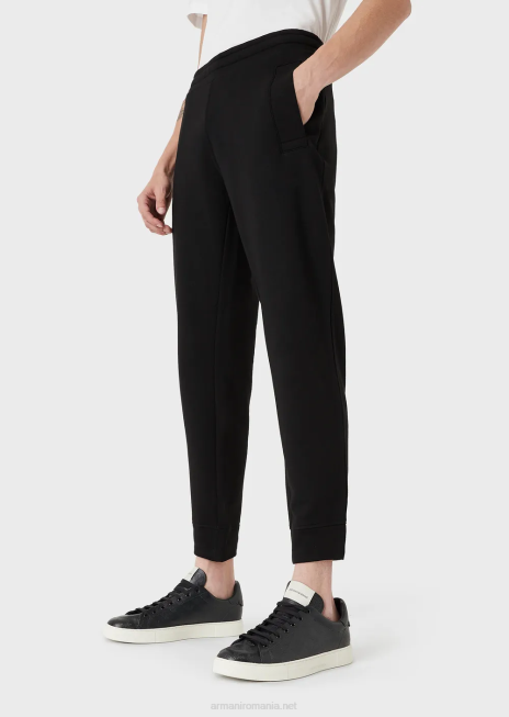 bărbați R802G1508 pantaloni de jogging din fleece din jerseu din amestec de modal Armani negru