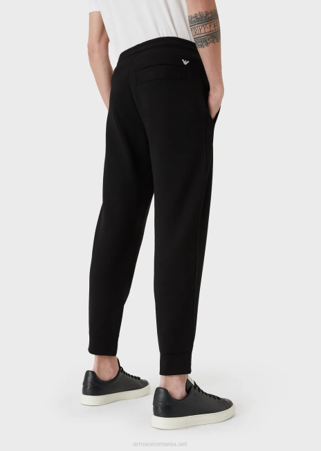 bărbați R802G1508 pantaloni de jogging din fleece din jerseu din amestec de modal Armani negru