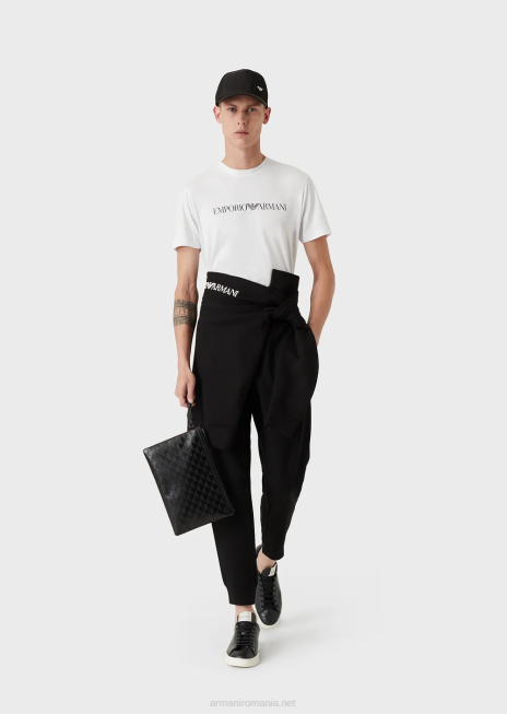 bărbați R802G1508 pantaloni de jogging din fleece din jerseu din amestec de modal Armani negru