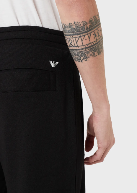 bărbați R802G1508 pantaloni de jogging din fleece din jerseu din amestec de modal Armani negru