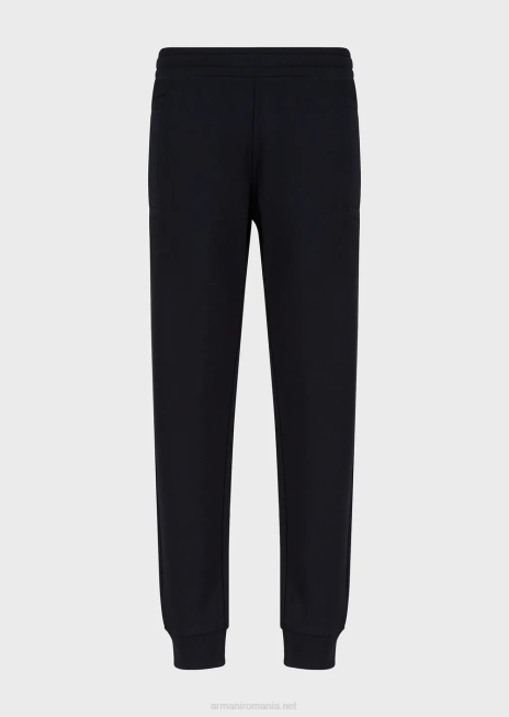 bărbați R802G1509 pantaloni de jogging din fleece din jerseu din amestec de modal Armani albastru marin
