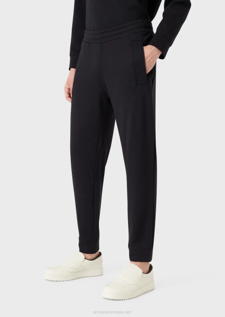 bărbați R802G1509 pantaloni de jogging din fleece din jerseu din amestec de modal Armani albastru marin