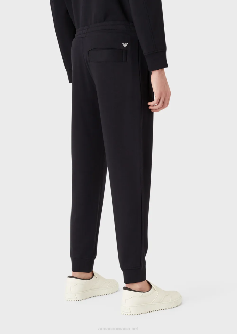 bărbați R802G1509 pantaloni de jogging din fleece din jerseu din amestec de modal Armani albastru marin