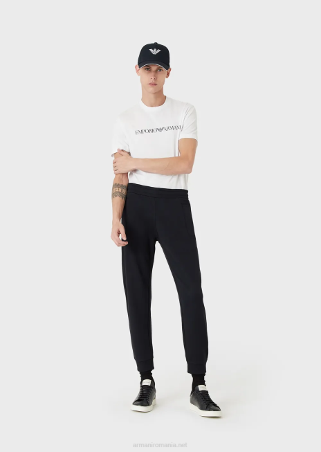 bărbați R802G1509 pantaloni de jogging din fleece din jerseu din amestec de modal Armani albastru marin