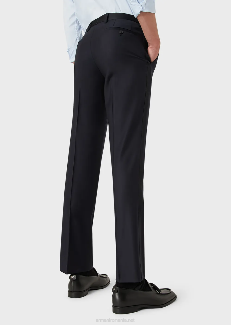bărbați R802G1512 pantaloni din lână virgină Armani albastru marin