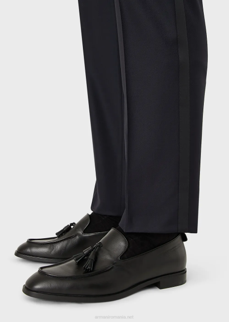 bărbați R802G1512 pantaloni din lână virgină Armani albastru marin