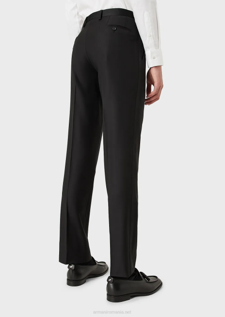 bărbați R802G1513 pantaloni din lână virgină Armani negru