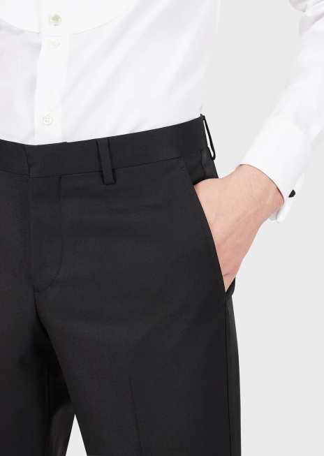 bărbați R802G1513 pantaloni din lână virgină Armani negru