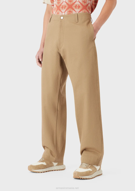 bărbați R802G1514 pantaloni de taur organic de colecție sustenabilă Armani cămilă