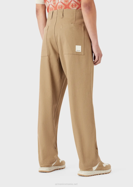 bărbați R802G1514 pantaloni de taur organic de colecție sustenabilă Armani cămilă