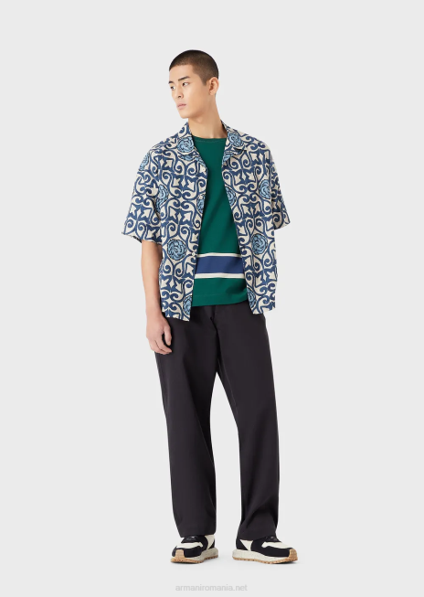 bărbați R802G1515 pantaloni de taur organic de colecție sustenabilă Armani albastru miezul nopții