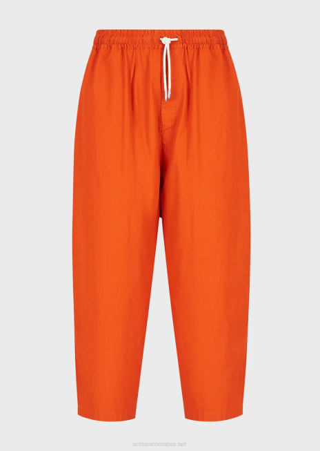 bărbați R802G1517 colecție sustenabilă pantaloni organici ripstop cu șnur 7/8 Armani roșu