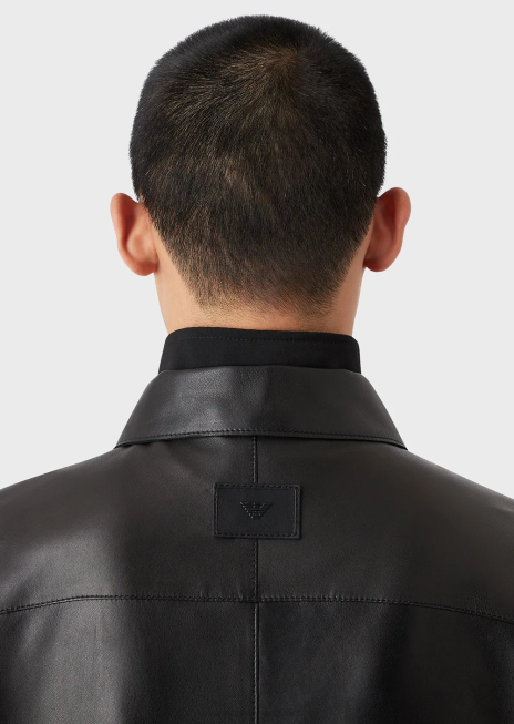 bărbați R802G1289 Cămașă/jachetă din piele nappa de calitate mănuși, cu buzunare Armani