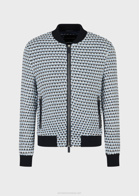 bărbați R802G1291 Bluzon din piele nappa din piele de miel cu efect 3d țesut Armani