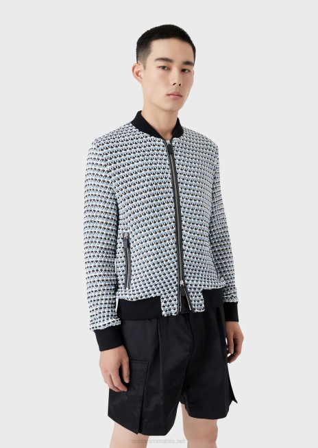 bărbați R802G1291 Bluzon din piele nappa din piele de miel cu efect 3d țesut Armani