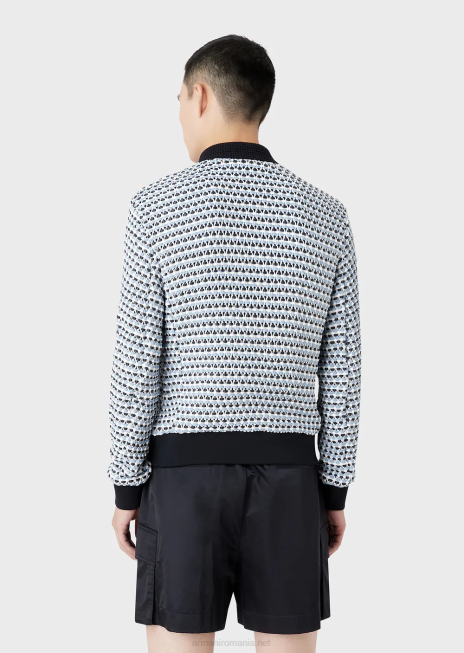 bărbați R802G1291 Bluzon din piele nappa din piele de miel cu efect 3d țesut Armani