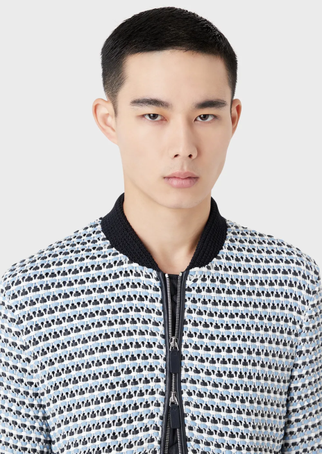 bărbați R802G1291 Bluzon din piele nappa din piele de miel cu efect 3d țesut Armani