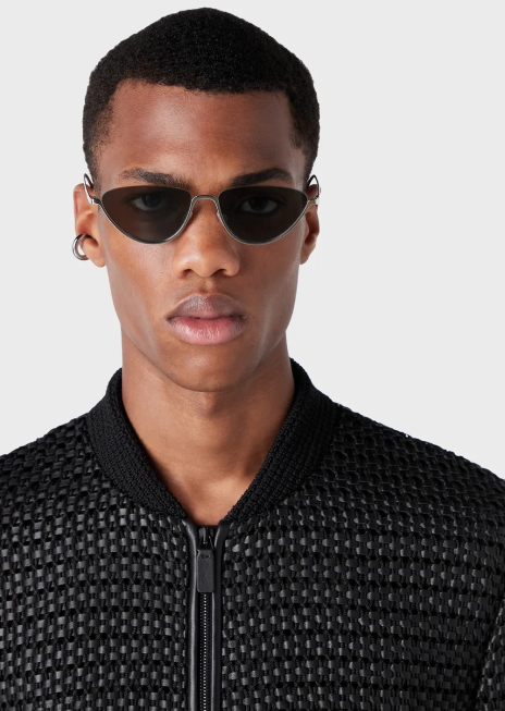 bărbați R802G1292 Bluzon din piele nappa din piele de miel cu efect 3d țesut Armani