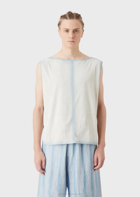 bărbați R802G1294 Top ușor de piele de capră din piele de căprioară, cu efect de gradient lucrat manual Armani gheaţă