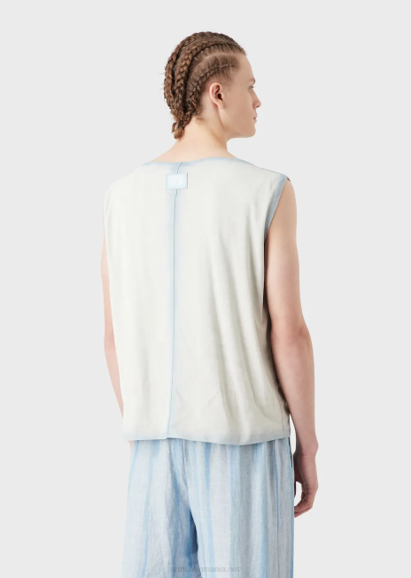 bărbați R802G1294 Top ușor de piele de capră din piele de căprioară, cu efect de gradient lucrat manual Armani gheaţă