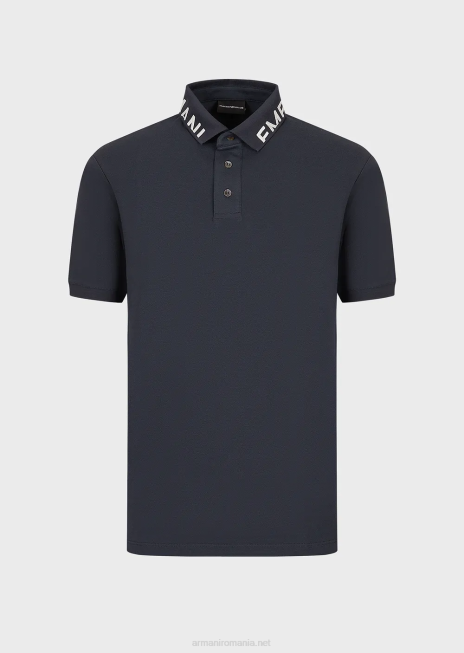 bărbați R802G1528 tricou polo din piqué mercerizat cu guler cu logo Armani avio
