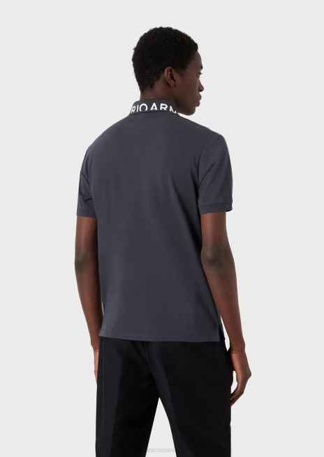 bărbați R802G1528 tricou polo din piqué mercerizat cu guler cu logo Armani avio