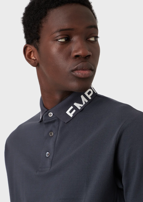 bărbați R802G1528 tricou polo din piqué mercerizat cu guler cu logo Armani avio
