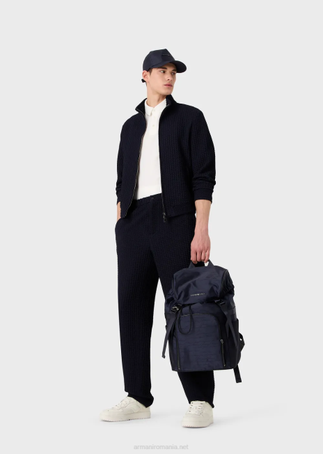 bărbați R802G1529 Tricou polo din tricou cu imprimeu grafic supradimensionat și logo Armani alb