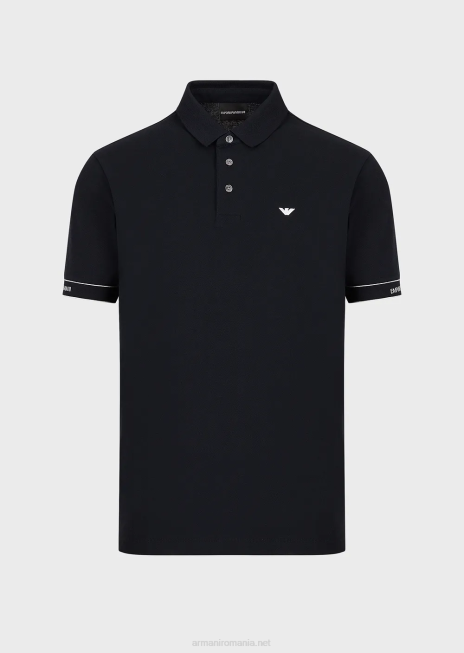 bărbați R802G1530 Tricou polo din tricou cu logo-ul jacquard plasat Armani albastru marin