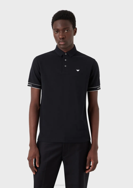 bărbați R802G1530 Tricou polo din tricou cu logo-ul jacquard plasat Armani albastru marin