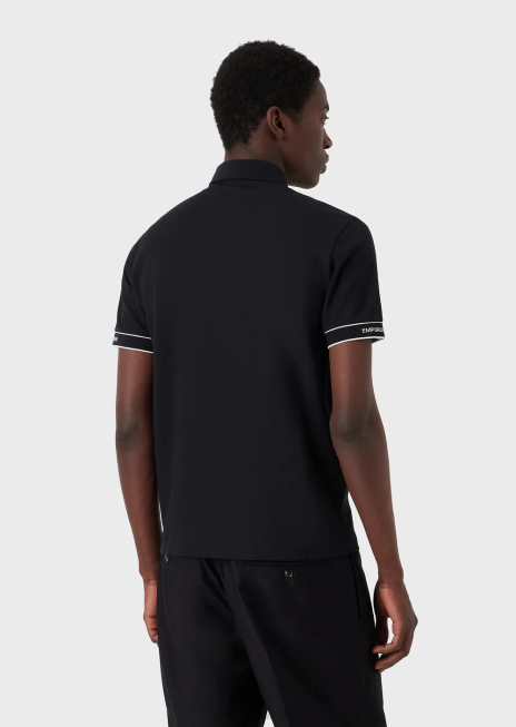 bărbați R802G1530 Tricou polo din tricou cu logo-ul jacquard plasat Armani albastru marin