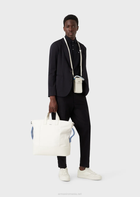 bărbați R802G1530 Tricou polo din tricou cu logo-ul jacquard plasat Armani albastru marin