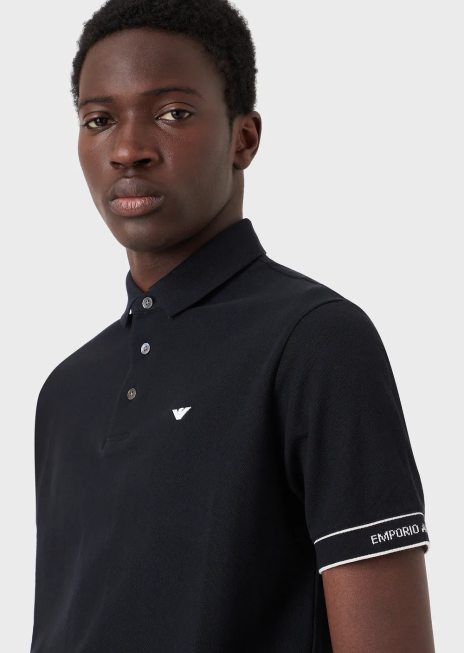 bărbați R802G1530 Tricou polo din tricou cu logo-ul jacquard plasat Armani albastru marin
