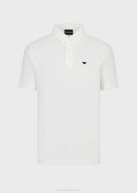 bărbați R802G1532 Tricou polo din tricou cu logo-ul jacquard plasat Armani alb