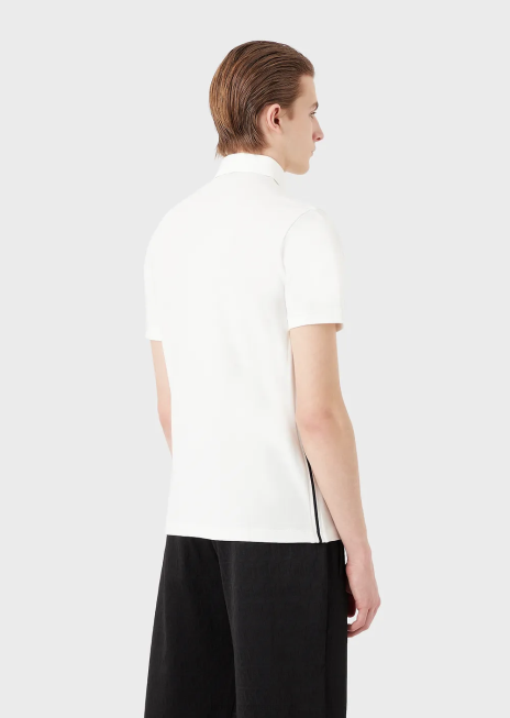 bărbați R802G1532 Tricou polo din tricou cu logo-ul jacquard plasat Armani alb