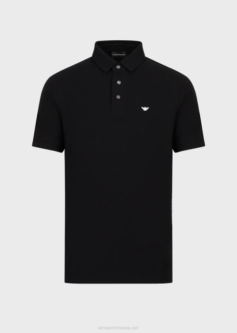 bărbați R802G1534 Tricou polo din tricou cu logo-ul jacquard plasat Armani logo negru