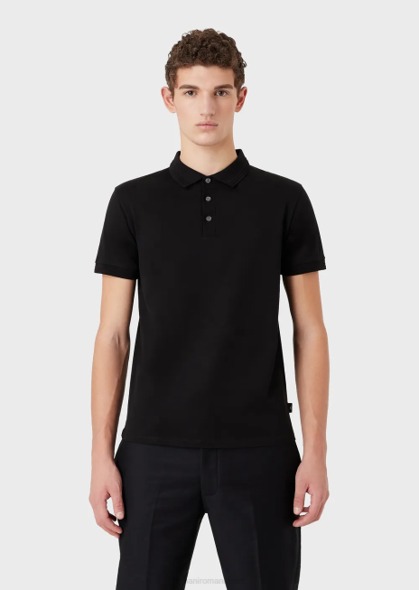 bărbați R802G1540 tricou polo slim-fit, cu ornamente contrastante Armani negru
