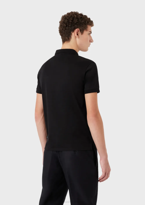 bărbați R802G1540 tricou polo slim-fit, cu ornamente contrastante Armani negru