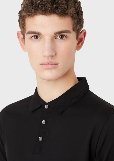 bărbați R802G1540 tricou polo slim-fit, cu ornamente contrastante Armani negru