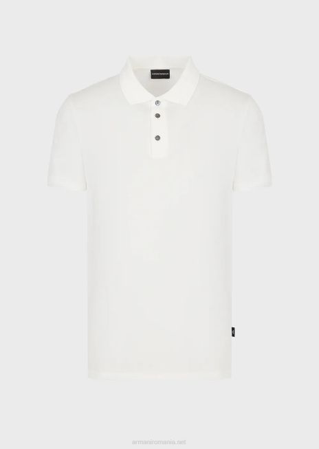 bărbați R802G1541 tricou polo slim-fit, cu ornamente contrastante Armani alb