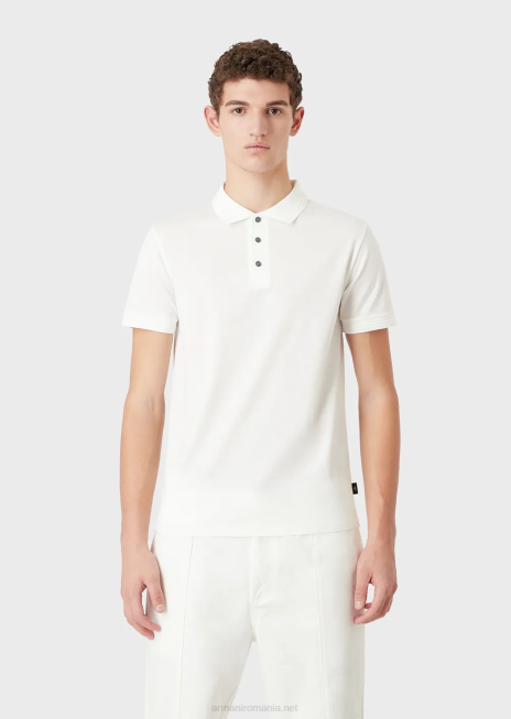 bărbați R802G1541 tricou polo slim-fit, cu ornamente contrastante Armani alb
