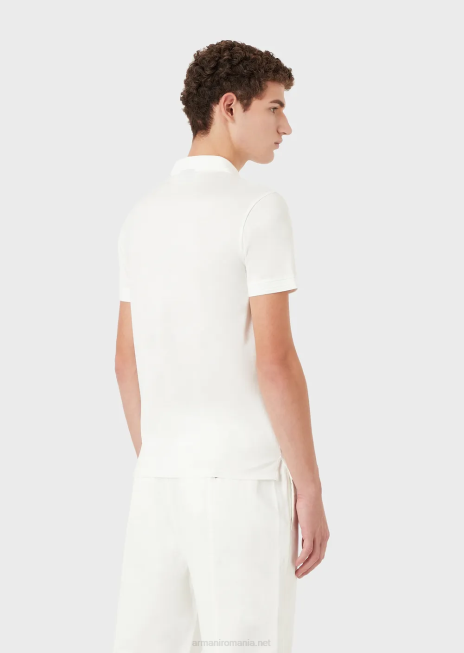 bărbați R802G1541 tricou polo slim-fit, cu ornamente contrastante Armani alb