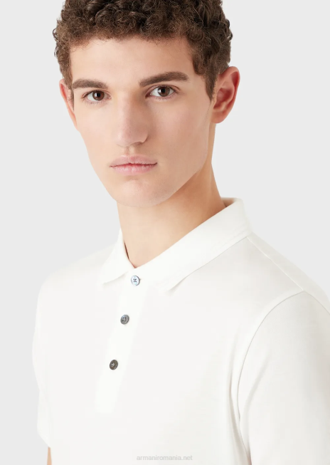 bărbați R802G1541 tricou polo slim-fit, cu ornamente contrastante Armani alb