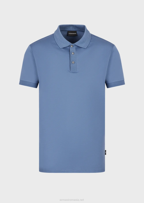 bărbați R802G1542 tricou polo slim-fit, cu ornamente contrastante Armani albastru